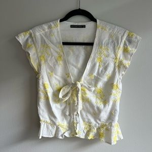 Abercrombie top with yellow embroidery